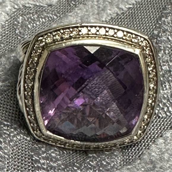 DAVID YURMAN ALBION AMETHYST AND DIAMOND RING - Picture 1 of 7